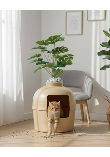 Reyo Dekorapet Dekoratif Kedi Tuvaleti Latte