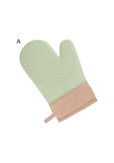 1 Adet Silikon Fırın Eldiveni Anti-haşlanma Kaymaz Kalın Pamuk Astar Uzun Isıya Dayanıklı Mikrodalga Eldiven Mutfak Pişirme Malzemeleri A