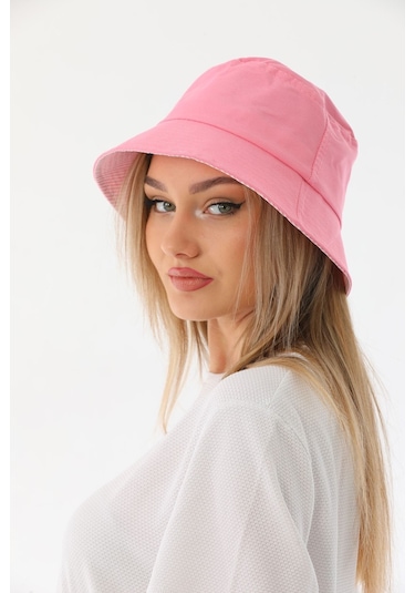 Kadın Balıkçı Pembe Kova Bucket Şapka Pembe