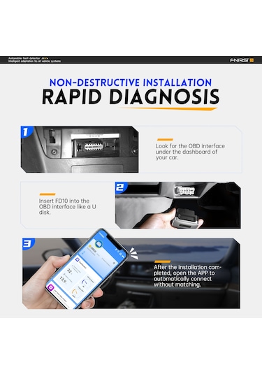 Fnırsı Fd10 Araba Obd2 Arıza Teşhis Cihazı Bluetooth 5.1 Bağlantılı Motor Dedektörü