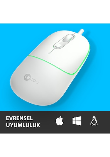 Lecoo MS110 USB Kablolu RGB 2400DPI 4 Tuşlu Sessiz Click Optik Mouse