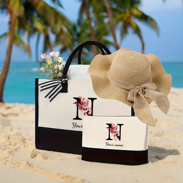 Willowhaven C18 Kahkwa Siyah Renk Bloklu 3 Parça Kişiselleştirilmeli Plaj Çantası Seti C18 Haki Siyah Renk Bloklama + Haki Şapka Model