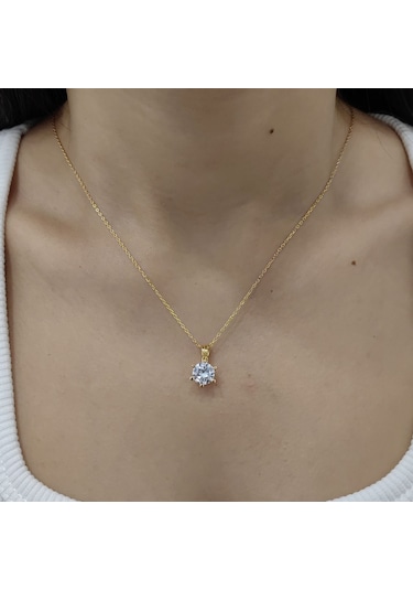Chavin 2 Carat Swarovski Tektaş Gümüş Kadın Kolye Dh18Sr