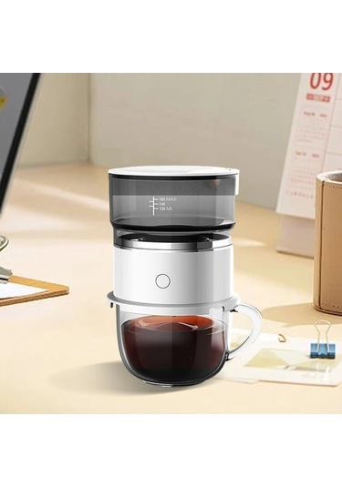 Trendooze Kahve Brewer Otomatik Damla Filtre Paslanmaz Çelik El Değirmeni Beyaz Beyaz