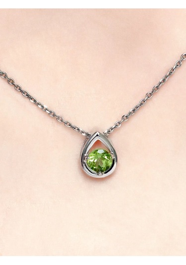 Uvelirnye Tradicii 925 Ayar Gümüş Doğal Krizoliti Damla Kolye 211838402