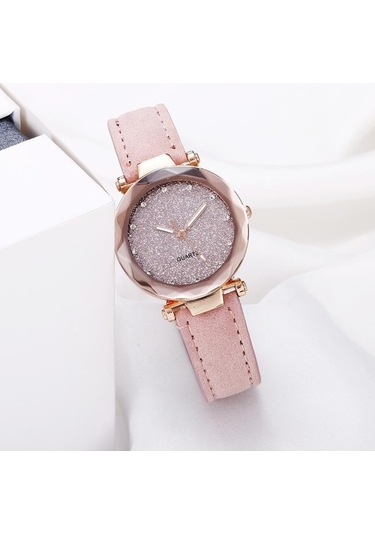 Yingfu Pembe Yıldızlı Gökyüzü Kız Kuvars Saatler, Lüks Bayanlar Kol Saatleri,arkadaş,aile Hediyeleri Pembe