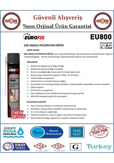 Eurofix Poliüretan Köpük 600gr - Pipetli