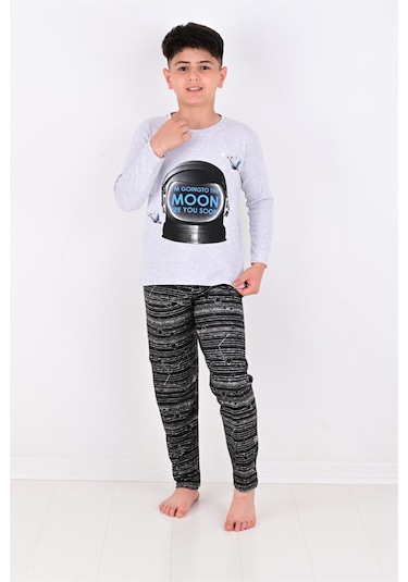 Vitmo Erkek Çocuk Pijama Takımı Moon Uzun Kollu Pamuklu