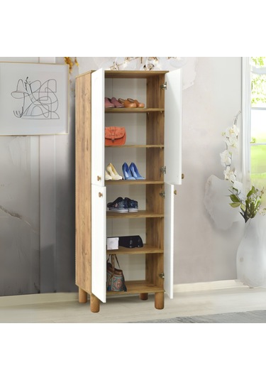 Lidya Portmanto Dolabı - Atlantik Çam - Beyaz Atlantik Çam - Beyaz