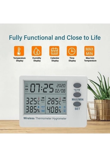 Moly Türkçe Xiaoguang Wifi Kablosuz Termometre Higrometre Kapalı/açık White Dijital Sıcaklık Nem Ölçer Ev Ve Çocuk İçin Uygun