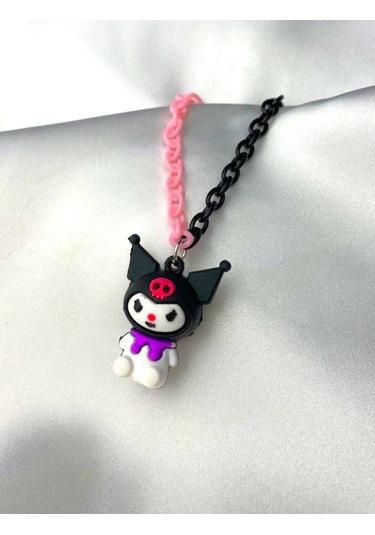 Kuromi Renkli Çocuk Kolyesi - Plastik Pembe Siyah Zincir Çok REnkli