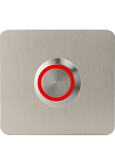 Lockway Z-401k Paslanmaz 304 Kare Zil Butonu 52x52mm Kırmızı Led