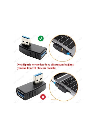 Usb 3.0 Sağ Açılı Konnektör Erkek Dişi 90 Derece Uzatma Adaptörü