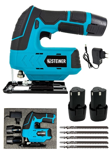 Steiner ST-12V 3.0AH M Li-ion Çift Akülü Şarjlı Dekupaj Testere Mavi