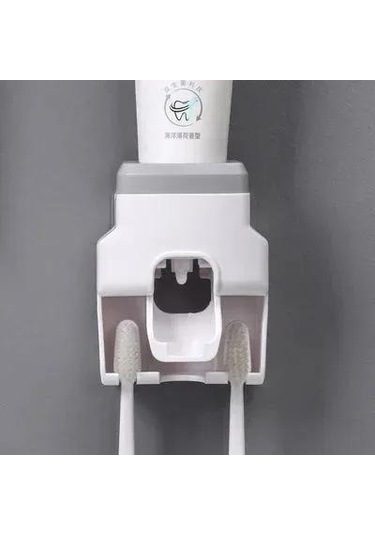 Singree Otomatik Macun Sıkıcı Ve Fırça Tutucu - Su Geçirmez, Kurumsal Abs Malzeme, Taşınabilir Banyo Aksesuarı Gri