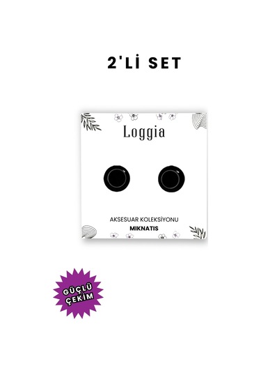 Eşarp Ve Şal Mıknatısı Parlak Siyah 2 Çift - Başörtü Tutucu Kadın Tesettür Aksesuar Mıknatıs Siyah 2li