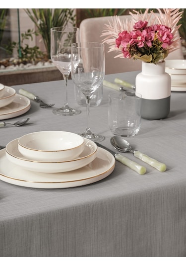 Cotton Box Plain Masa Örtüsü Gri 155x220