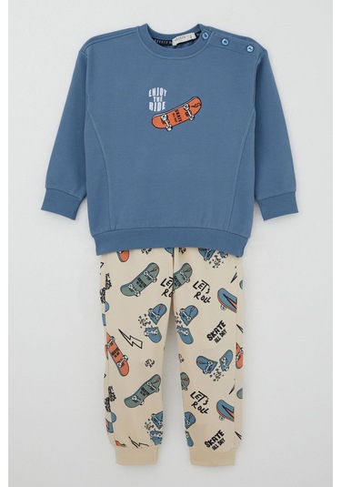 Breeze Erkek Bebek Eşofman Takımı Kaykay Zamanı 9 Ay-3 Yaş, İndigo İndigo