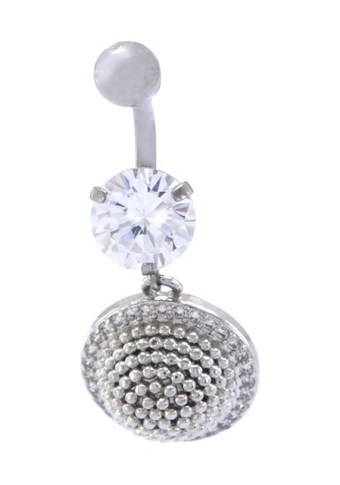 Ferizz 316l Çelik Zirkon Taşlı Küre Piercing Prc-135 Gümüş