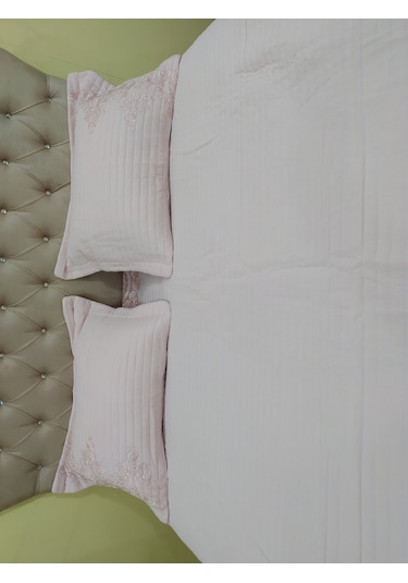 Yatak Örtüsü Zmrt Çift Kişilik Dantelli Çık Pembe Pamuk Pembe