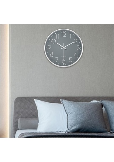 Pazly Suntek Saat Pille Gri-beyaz Gri Geçmez Duvara Çalışan Beyaz Asma 11.8 Mm Çok Renkli