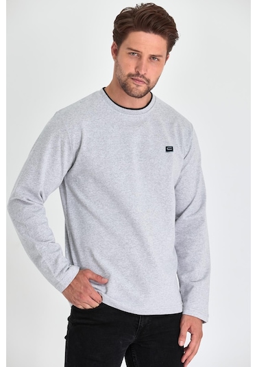 Comeor Çift Bisiklet Yaka Baskı Detaylı Standart Fit Erkek Sweatshirt Gri 001 Comeor Çift Bisiklet Yaka Baskı Detaylı Standart Fit Erkek Sweatshirt Gri 001