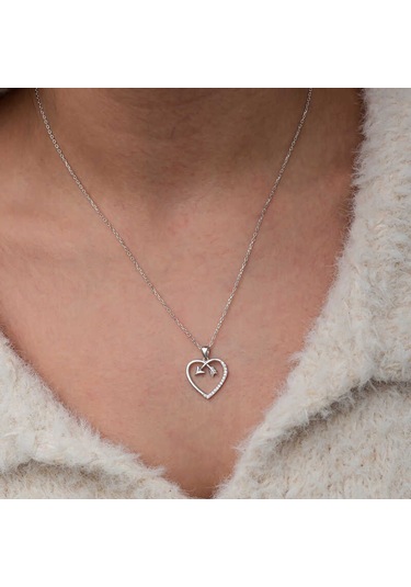 Artsmagazinmücevher Gümüş Kalpli Ok Kadın Kolye