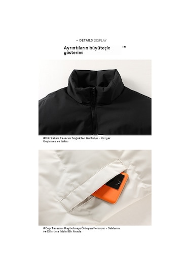 Edwardest Kadınlar İçin Kışlık Grafen Karışımlı Pamuklu Ceket Sıcak Ekmek Tarzı Ceket Beyaz