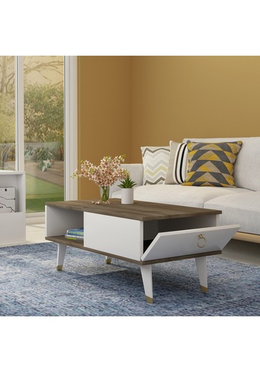 Delux Kapaklı Orta Sehpa Ceviz-beyaz Ceviz-beyaz