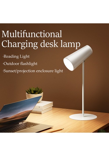 Ranyeek Beyaz Manyetik Usb Şarjlı Lamba - Güneş Batımı Projeksiyonu, El Feneri, 3 Seviye Dokunmatik Aydınlatma, 2000mah Pil, Göz Koruyucu Beyaz