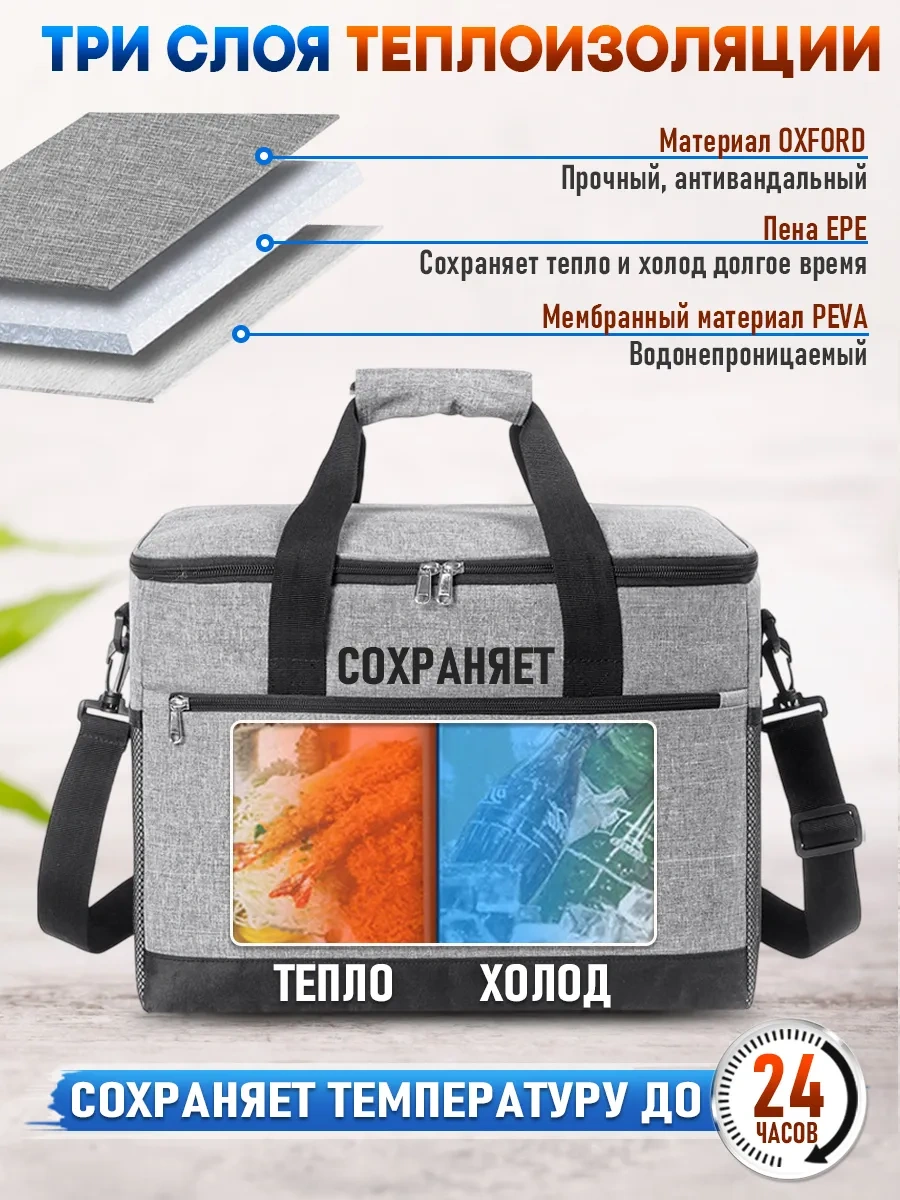 Büyük Termo Çanta Soğutucu Çanta 33 L 139341364 Gri