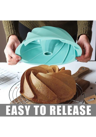 Silikon Yuvalı Tavalar, 2 Parça Yapışmaz Pişirme Kalıpları Kek, Jöle, Jelatin, Ekmek, Jelatin İçin, 9,5 İnç Mavi Çok Renkli