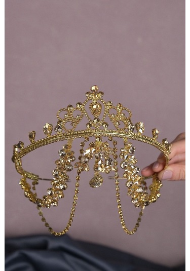 FdayAksesuar En Güzel Gelinlere Özel Hürrem Saçaklı Alınlık Gelin Kına Tacı FRDY31626