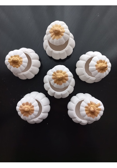 Mini Balkabağı 6'lı Lokumluk, Kahve Yanı Sunumluk Beyaz Dekoratif Obje 01