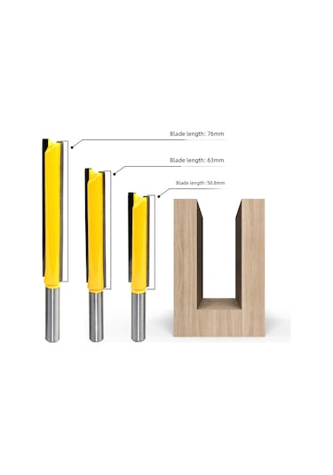 Aubyhe Ahşap İşleme Makinaları İçin Uzun Kılıflı İki Yollu Dilimleme Bıçağı - Ahşap Freze Ucu 8x1/2x63