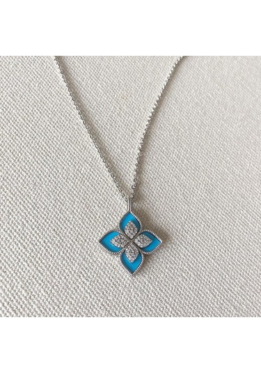 Yonca Mineli İkili Çelik Kolye Çok renkli