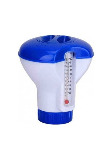 Pazly Havuz & Spa Klor Tablet Dispenseri, Termometreli, Mavi/beyaz, Pratik Ve Güvenli Kullanım