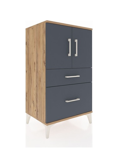 Hyperion Komodin 2 Raflı 2 Çekmeceli 2 Kapaklı 60x44x106 Çam-antrasit Atlas Çam