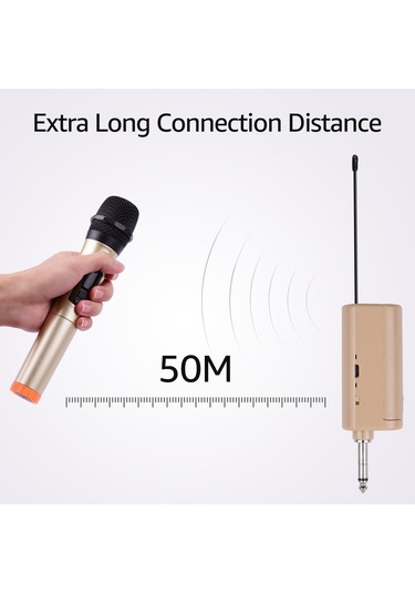 Taşınabilir Mini Alıcı 6.35mm Fiş Uyumlu El Kablosuz Mikrofon Uhf Dinamik Mikrofon