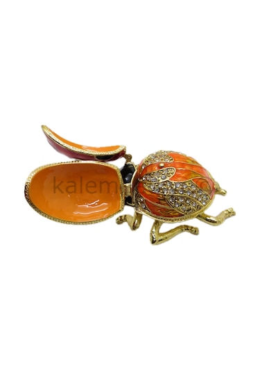 Swarovski Taşlı Uğur Böceği - Gizli Hazneli Masaüstü Hediyelik Sü