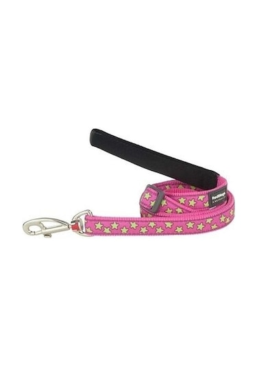 Reddingo Pembe Üzerine Lime Yıldızlı Uzatma Köpek Tasması 15 Mm Pembe
