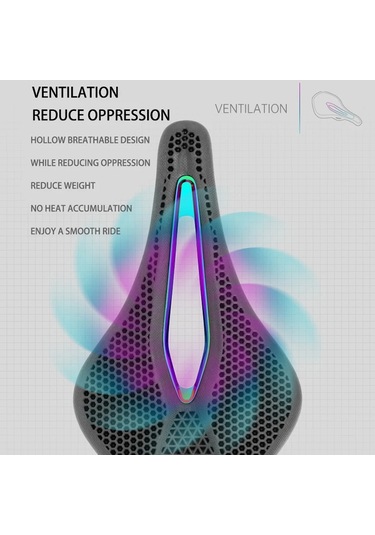 Sones Promend Sd-577 Bisiklet Petek Biyonik Yapılı Sele İçi Boş Çelik Yay Nefes Alabilen Konforlu Sele, Beden: M Siyah Yüzey Renkli Kabuk Tabanı