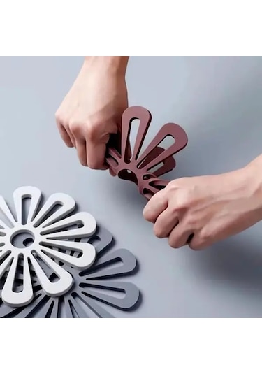 Topnotch Beyaz Desenli Silikon Mutfak Matı Kaymaz Dayanıklı Fırın Tabanlık Aksesuar Beyaz