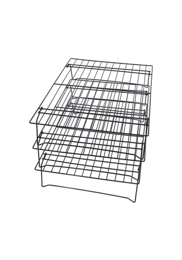 Vkemall 13 İnç Demir Üç Katlı Pasta-bisküvi Pişirme Rafı: Hızlı Soğutma, Katlanabilir Ayaklar Ve Geniş Kullanım Alanı Siyah