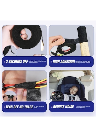 9/15/19mm Elektrik Bandı Isıya Dayanıklı Yapışkan Bez Kumaş Bant Otomotiv Kablo Bandı Kablo Demeti Kablo Demeti Elektrik Isı Bantları 19mm