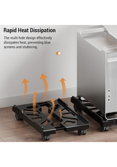Moveevo Mobil Bilgisayar Kasası Stantı: Ev/ofis İçin Genişletilebilir Genişlik, Soğutma Delikleri Ve Frenli Tekerlekler Siyah/beyaz