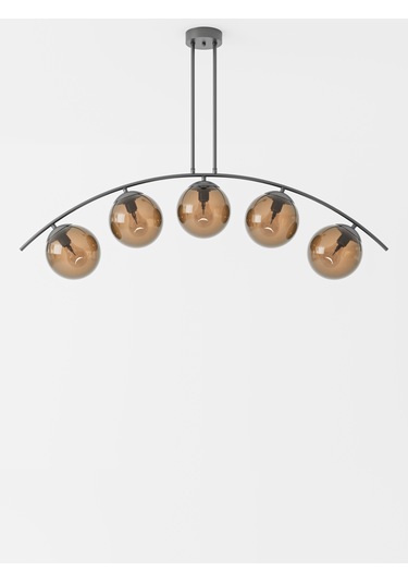 Lal Modern Siyah 5 Li Bal Rengi Cam Küre Avize Yay Formlu