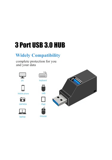 Hombey Usb 3.0 Ve 2.0 3 Portlu Hızlı Hub: Çoklu Cihaz Entegrasyonu İçin Mini Taşınabilir Usb Genişletici, Siyah