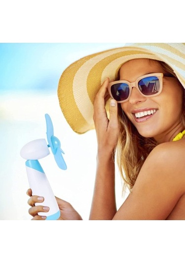 Mini El Fanı Taşınabilir Soğutma Fanı Dış Mekan Için Elektrikli Fan 0737 Mavi