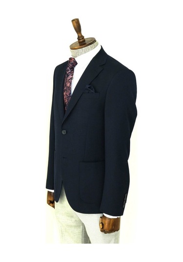 Kendinden Desenli Slim Fit Sivri Yaka Lacivert Erkek Ceket 001